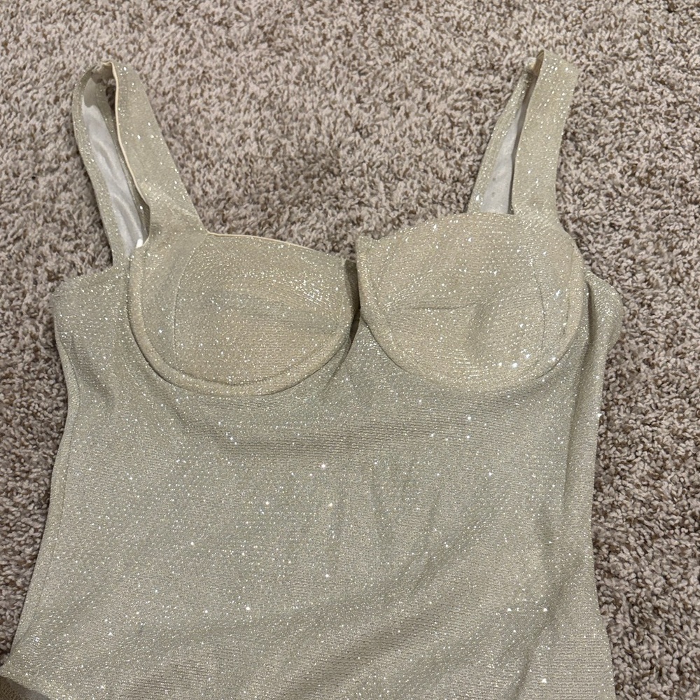 Sparkle 𝓢𝓲𝓵𝓿𝓮𝓻 Bodysuit with Underwire Cups